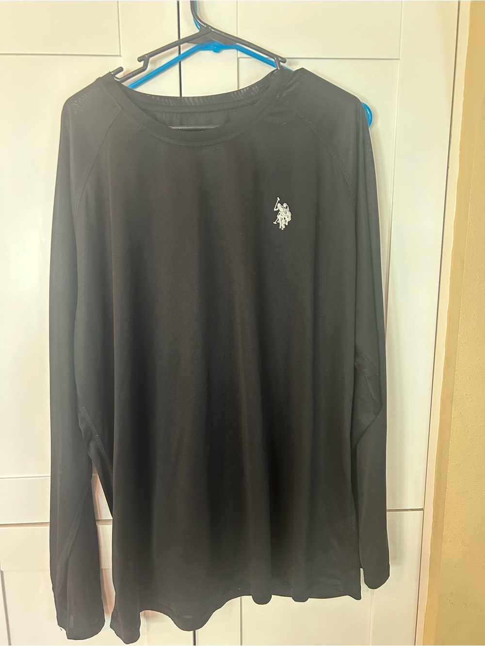 U.S. Polo Assn. Men’s Long Sleeve Crew Neck Shirt - Black with White Logo